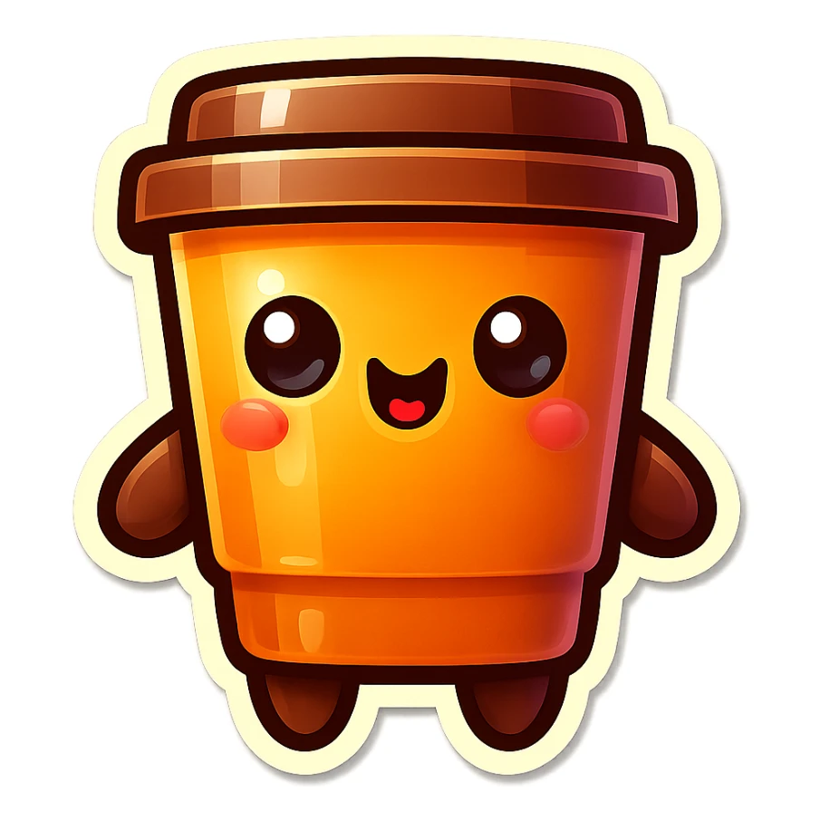 Tall coffee cup, play dead sticker