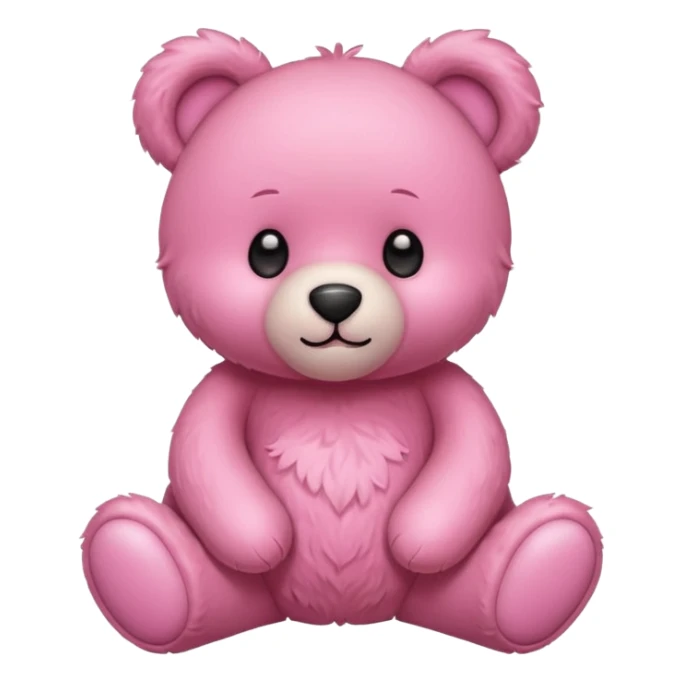 pink cute teddy bear, soft and friendly, apple style emoji sticker