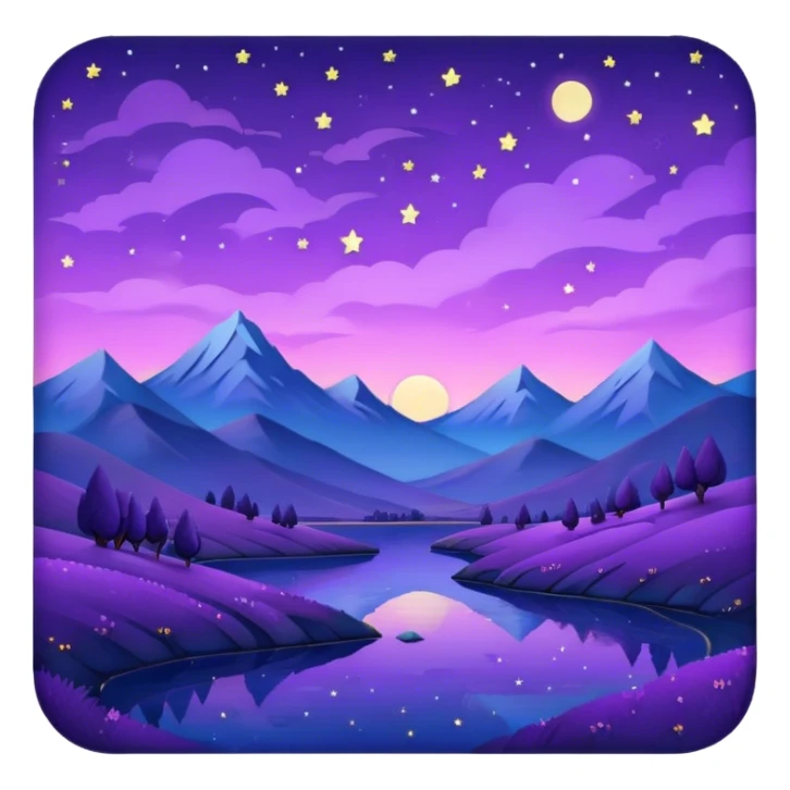  starry night landscape in purple  sticker