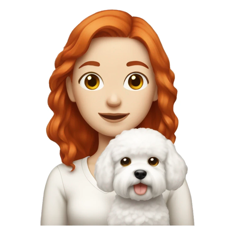 Red hair girl with a white bichon  sticker