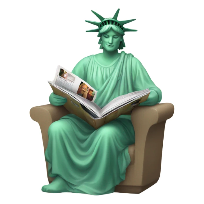 Statue of Liberty reading a magazine sticker