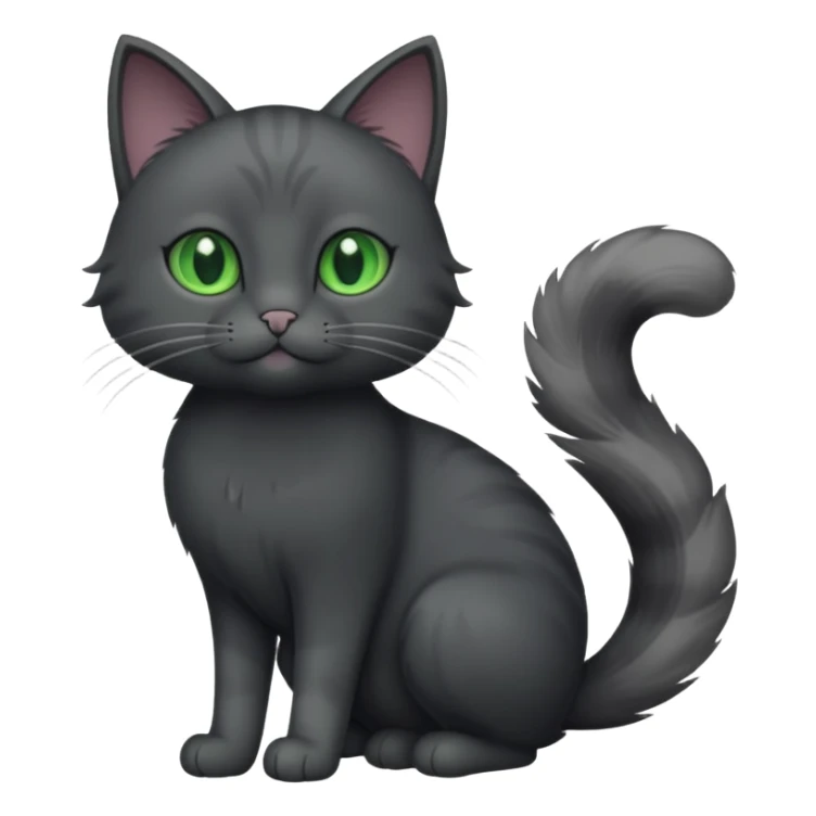 full body solid dark grey cat with green eyes and white paws and whiskers sticker