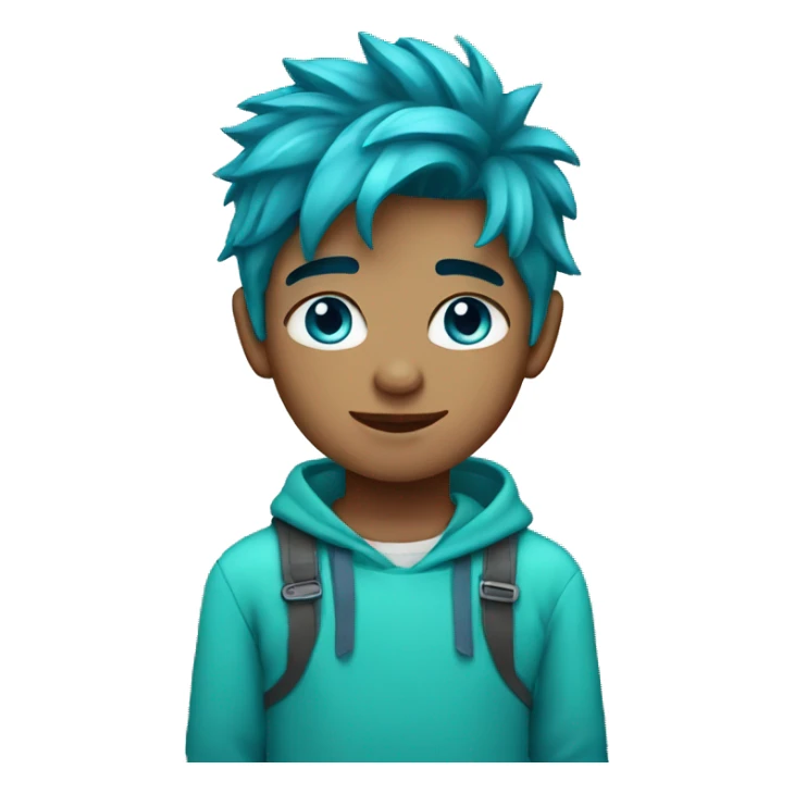 turquoise hair boy with blue eyes  sticker
