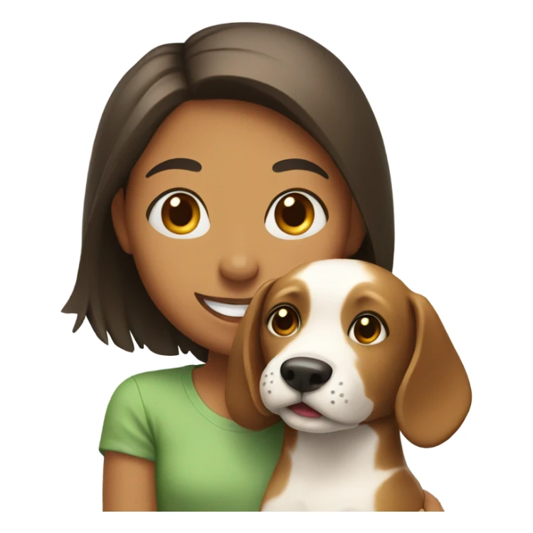 Girl smiling with dog indoors sticker