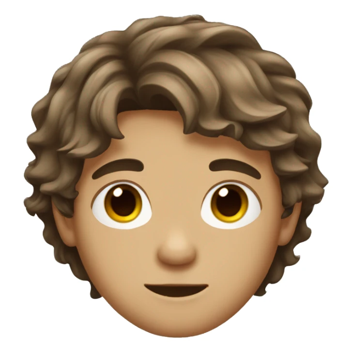 boy with messy medium length brown hair and lightly tan skin sticker