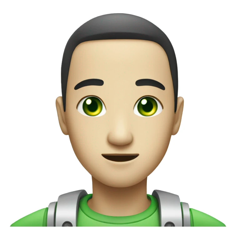 Asian robot with green eyes sticker