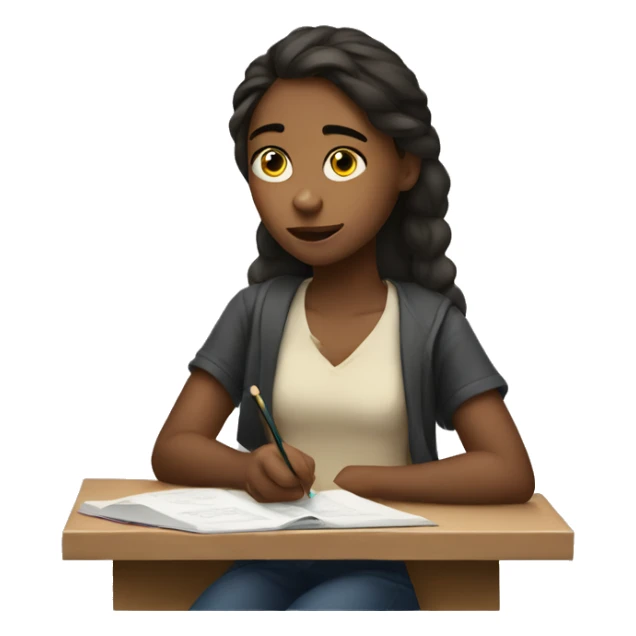 a girl that is studying but is tired sticker