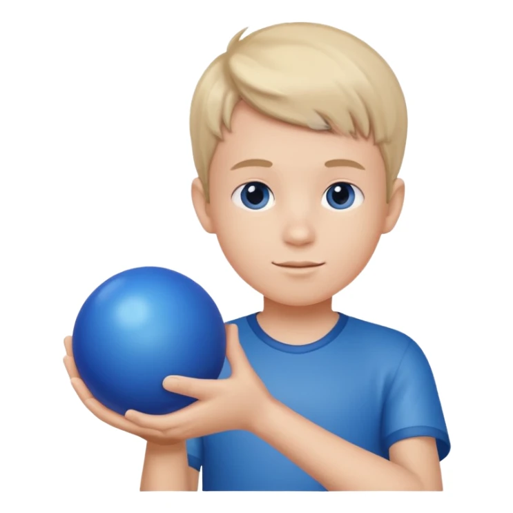 A boy holding a blue ball. sticker