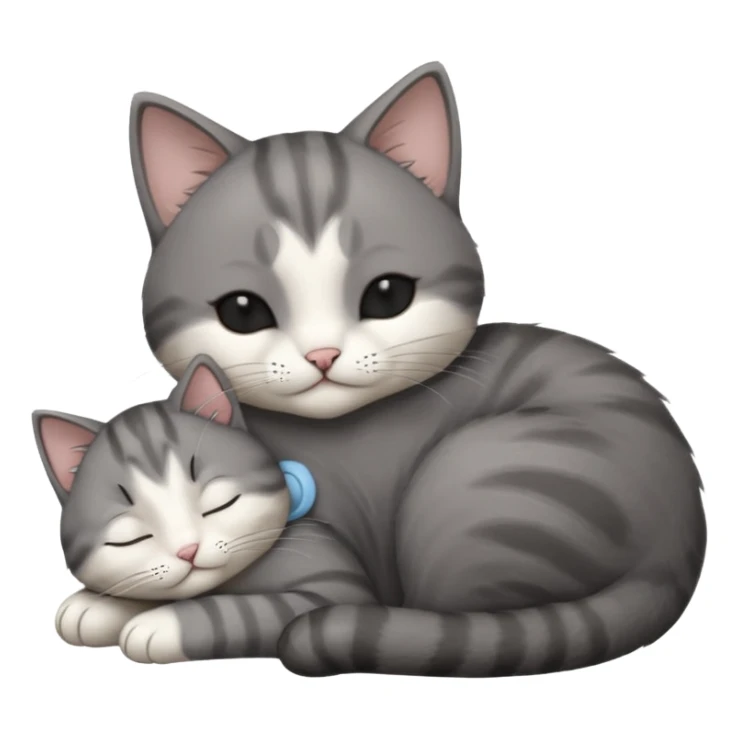 dark grey and white small cat with its eyes closed lying down leaning on its elbow with its paw curled under its head holding it up sticker