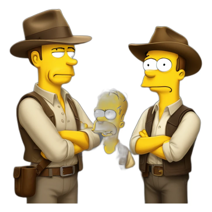 Humphrey bogart talking with Indiana jones and Homer Simpson sticker