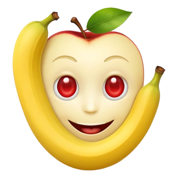 happy face with apples for eyes and banana for mouth sticker