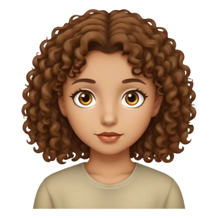 Girl with light olive skin with brown curly hair and light brown eyes  sticker