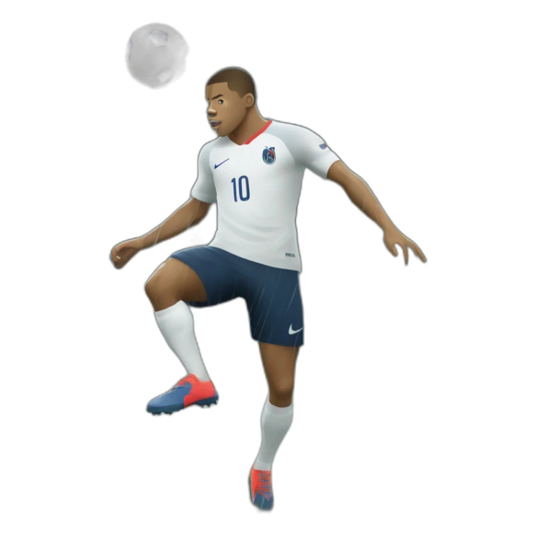 Kilian Mbappé plaining football in the rain sticker