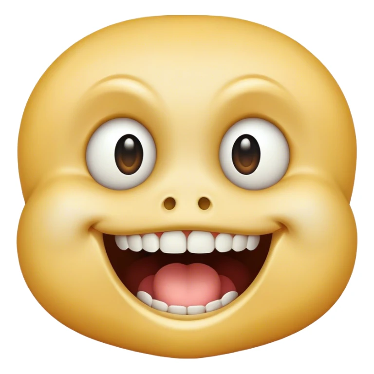 A smiley face but with buck teeth and scared eyes sticker