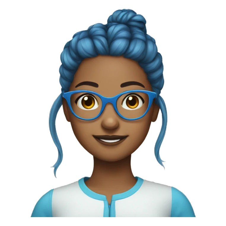 cute girl with blue glasses and bun hair sticker