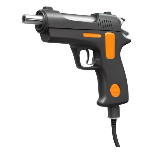 create only charging gun of charging station, orange color sticker