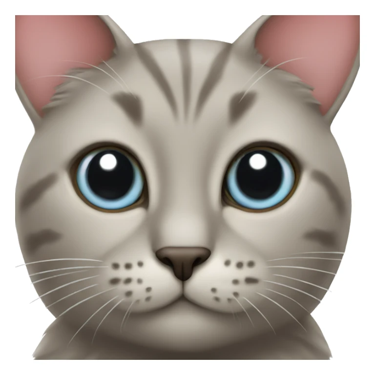 A cat with big eyes holds a heart sticker