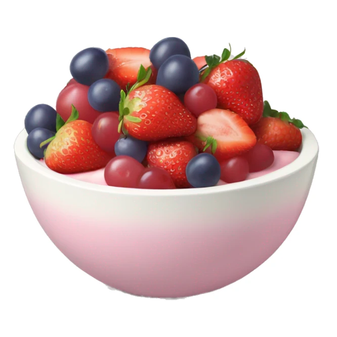 Light pink fruit yogurt bowl with strawberries and grapes sticker
