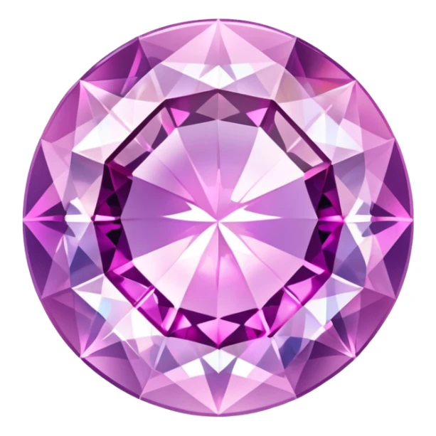 Round cut kunzite gemstone with holographic rainbow reflections, pink-purple crystal gem with brilliant facets sticker