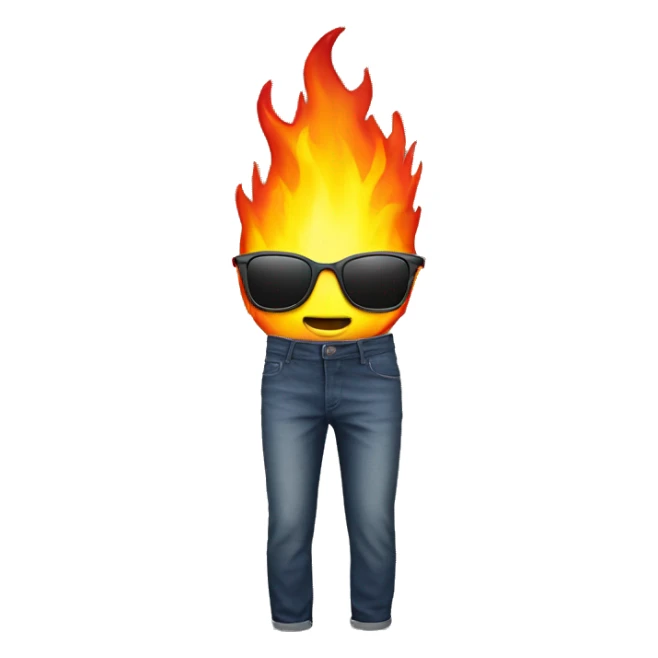 sunglasses wearing pants that is on fire sticker