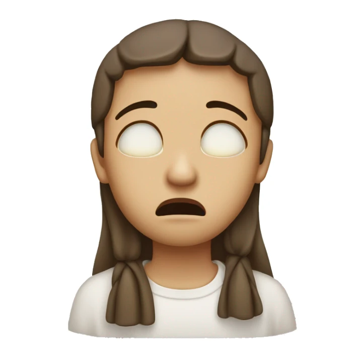 Face with opened white eyes, tears flowing down, mouth is not smiling, eyebrows are frowning with hands in prayer position sticker