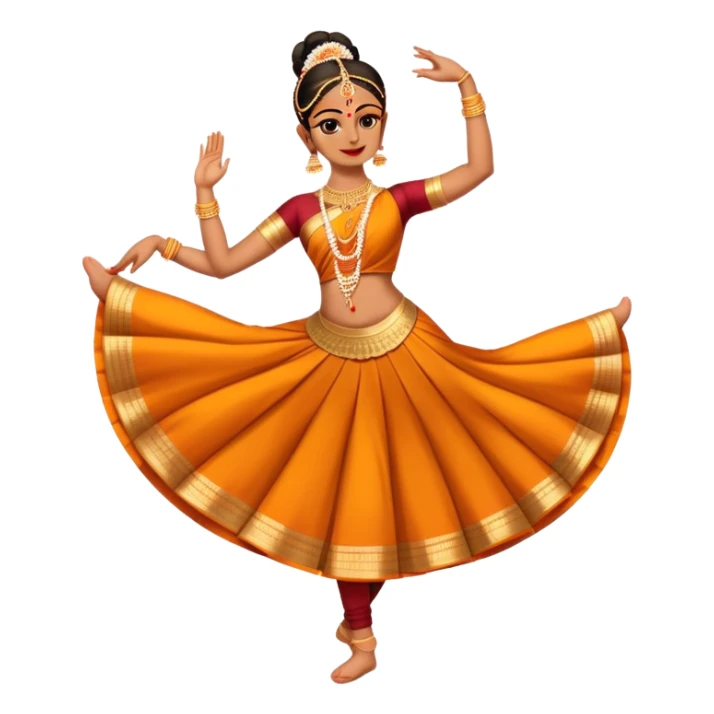 cinematic-realistic-bharatanatyam-dance-emoji,-depicted-as-an-elegant-classical-indian-dance-performance-with-graceful-poses,-intricate-costumes,-and-expressive-hand-gestures,-rendered-with-rich-textures-and-warm-dramatic-lighting, single dancer full body  sticker