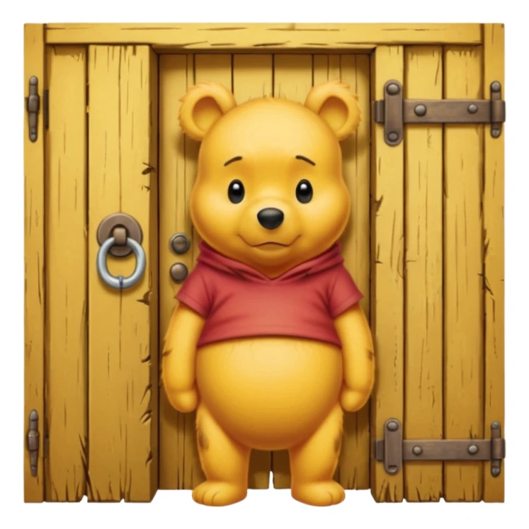 Winnie the Pooh at locked wooden door sticker