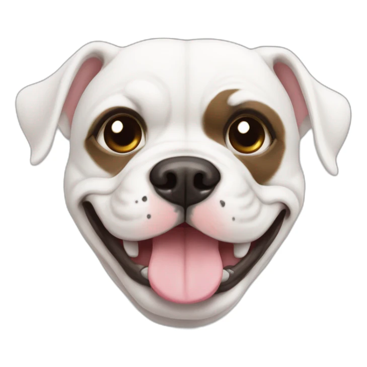 Cute White American bulldog with brown eye patch smiling sticker