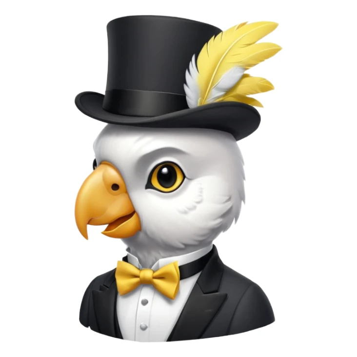 A cockatoo dressed in a tuxedo and a top hat sticker