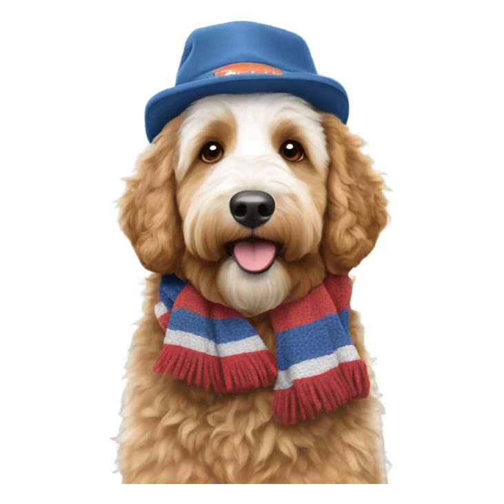 Bernedoodle with tennessee smokies hat and scarf sticker