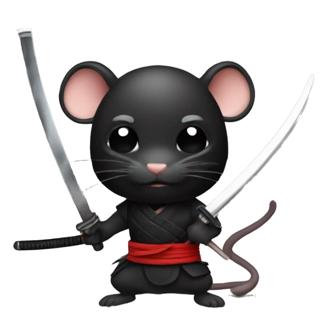 ninja black skin rat with katana sticker