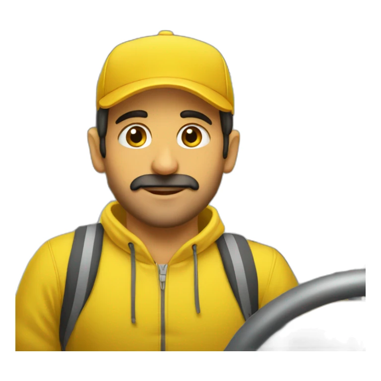 Armenian men in yellow clothing in the bus sticker