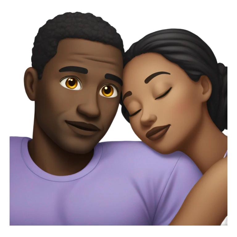 Black medium toned Man and black light toned woman laying down together  sticker