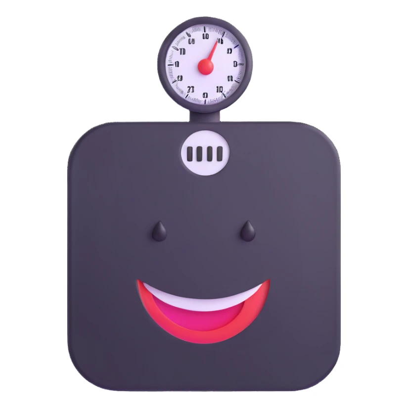 bathroom scale with a big happy face in the center sticker