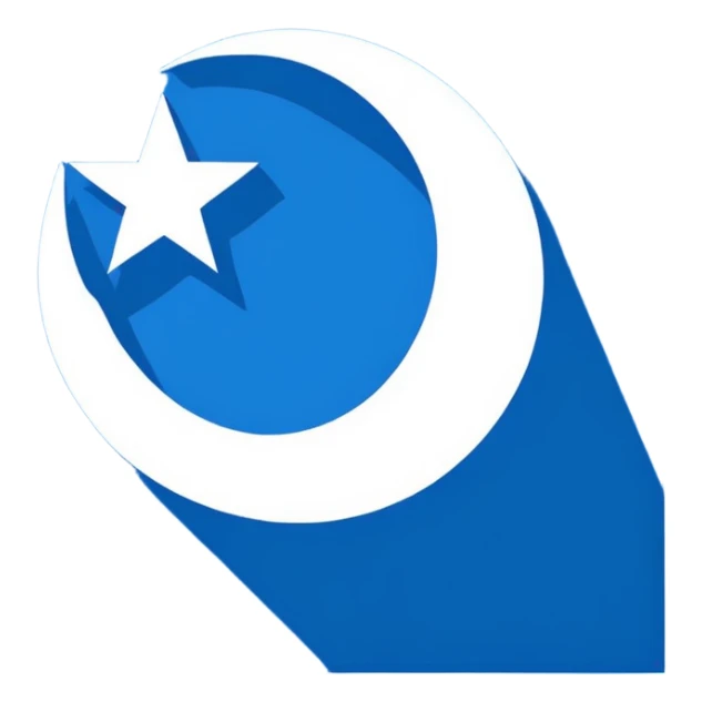 East Turkestan flag with bright blue background, white crescent moon and five-pointed star sticker