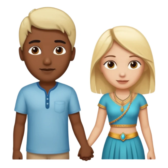 Indian man and blonde woman holding hands sticker