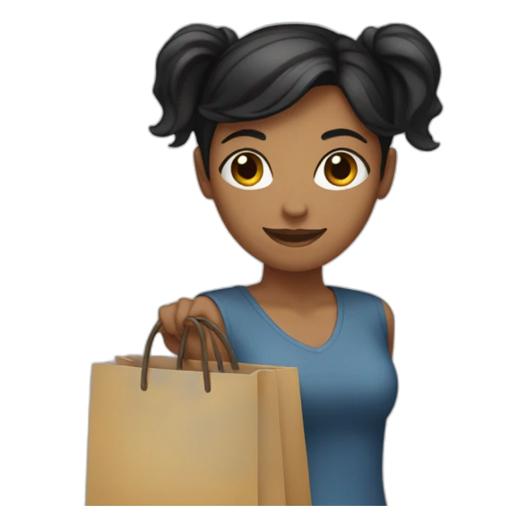 Black hair, woman, ponytail, holding bags sticker