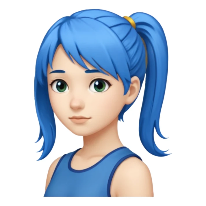 chica con pelo azul colita de costado sticker