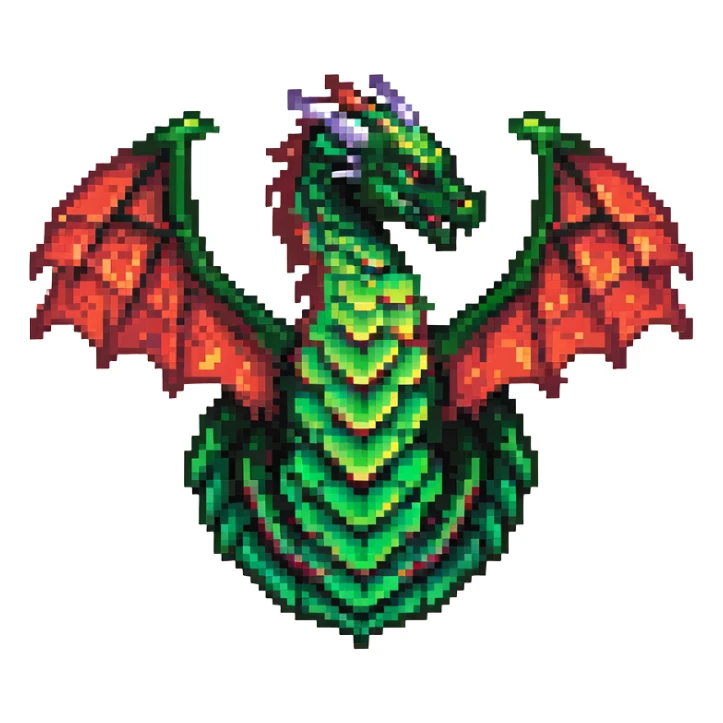 Dragon-shaped member emblem with scales transitioning from green to red gradient sticker