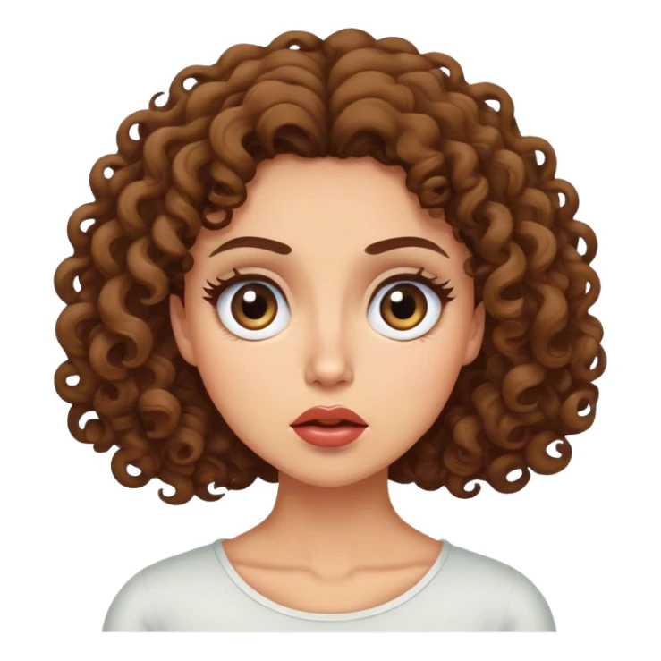 A curly brunette lady is rolling her eyes up sticker