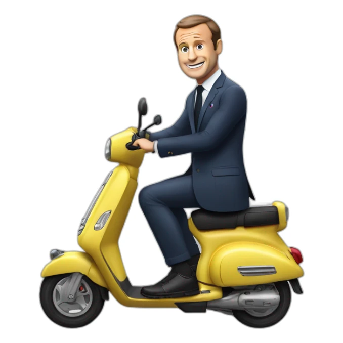 Macron sur un scooter Macron sur un scooter en train de cabrer je suis en train de créer des emoji sticker
