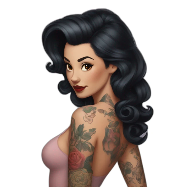 Pinup dark hair and tattoos sticker