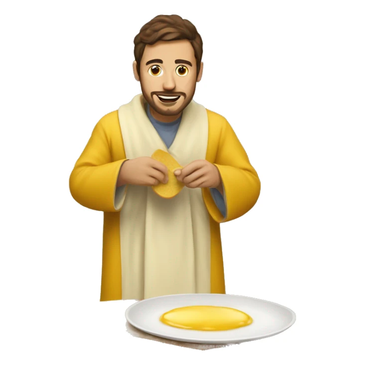 make an emoji of a programmer making an omelette in a mustard robe sticker