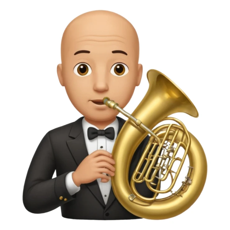 große Tuba, von gltzköpfigen Mann gespielt sticker