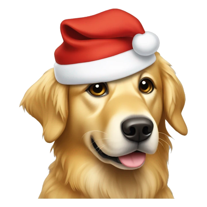 Golden retriever wearing Santa hat sticker