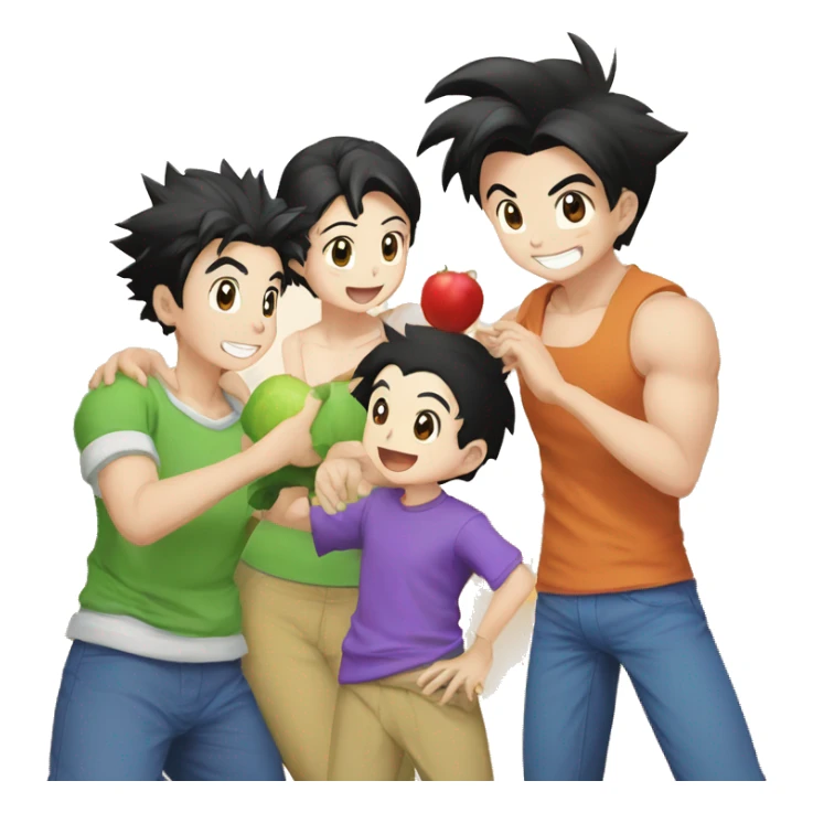 son gohan, picollo, videl and pan a happy family sticker