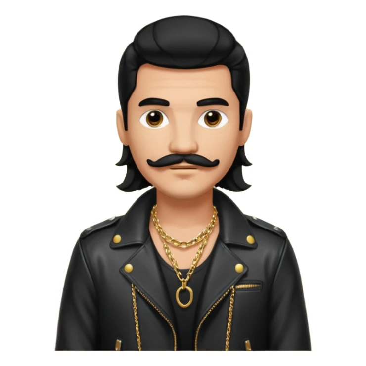 long black haired man with mustache with night club outfits sticker