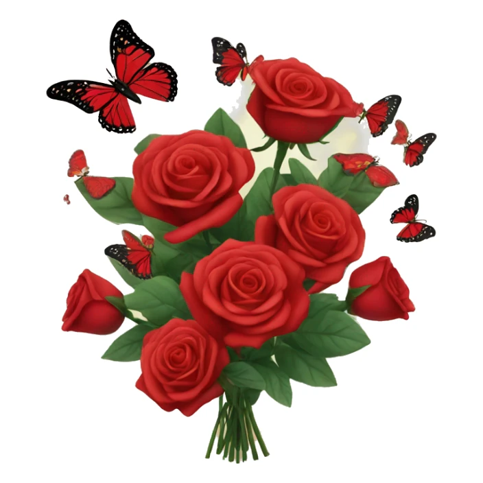 Red Roses bouquet with butterflies sticker