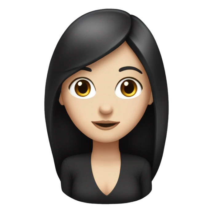 white girl with long black hair with black shirt  sticker