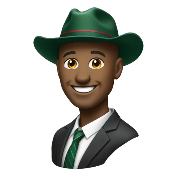 Bald man looking cool with a Milwaukee bucks hat on smiling in a suit  sticker